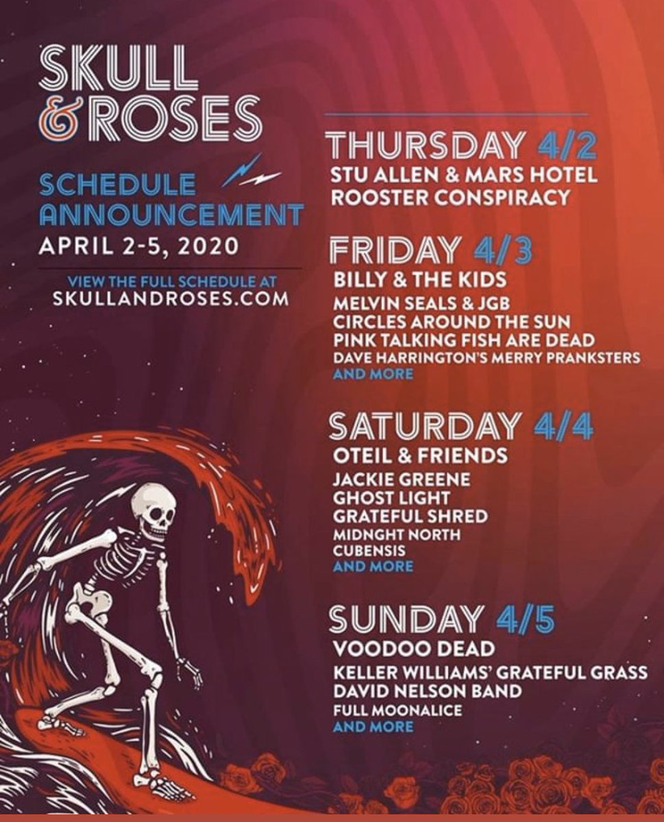 nosimpleroad's tweet photo. Who’s coming with us to @skullandrosesCA ?! This lineup shouldn’t be missed! ... and come on, it’s on the beach too!!!! Let’s do this!!! https://t.co/v2qQFueAo9