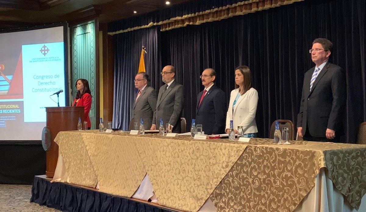 CorteConstEcu's tweet photo. Las juezas y jueces de la #CorteConstitucionalEc participan en el Congreso de Derecho Constitucional : Una mirada a las tendencias recientes organizado por la @ucatolicagye. https://t.co/zgEeajaFxZ