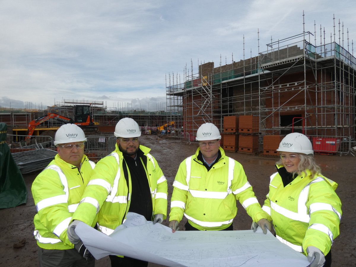 _J_Warrington's tweet photo. @teamvistryp team at Bishopton are busy even in this weather..! Building an Extra Care Living development for people over the age of 55. The scheme in #Warwickshire, is being built for @Housing21, it will provide 75 apartments for affordable rent and shared ownership. #TeamVistry https://t.co/b1gZ5U4wDh