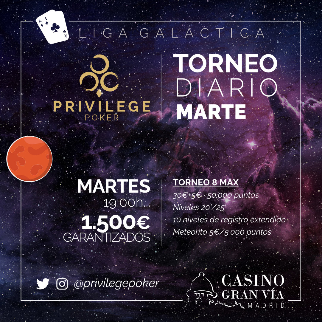 CasinoGVPoker's tweet photo. En unas horas comienzan nuestros torneos del martes…
TORNEO BETA 3K€ GTD
en Gran @CasinoAranjuez
🎟 https://t.co/YM5pl8Fvpz
TORNEO MARTE 1,5K€ GTD
en @CasinoGranVia
🎟 https://t.co/l7WkJGlKoG
#PokerWeek .. https://t.co/rQ72uM3YTu