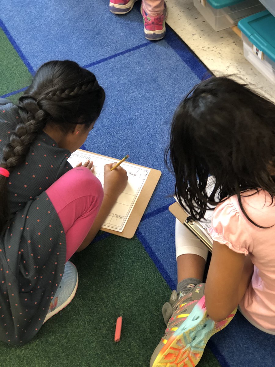 MrsHosen's tweet photo. On the hunt for shapes in our classroom(and identifying their number of sides, vertices, angles and right angles)! https://t.co/aQ5XrFquzO