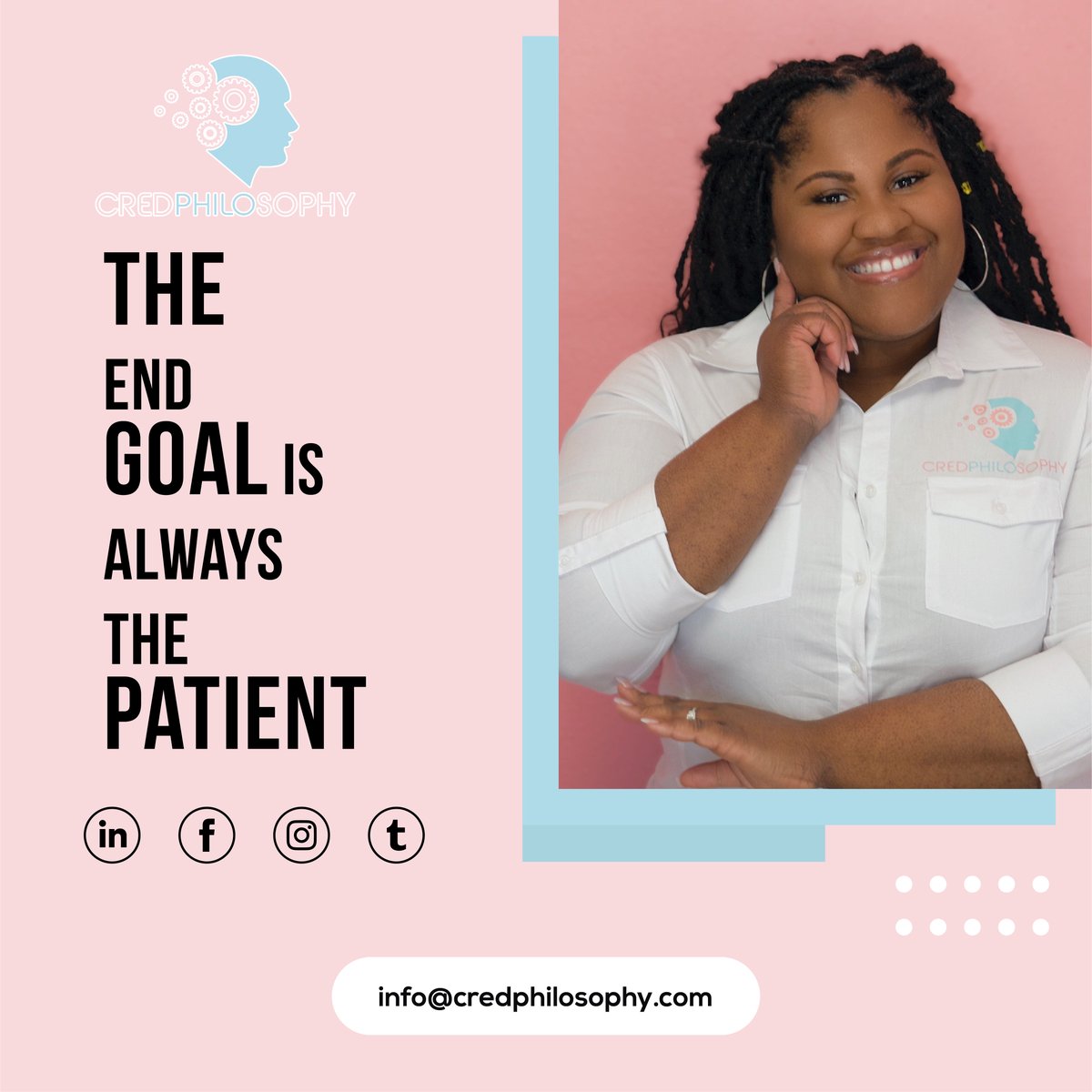 CredPhilosophy's tweet photo. The end goal is always the patient
Contact us at:
π 855 420 7795
π https://t.co/PIbCveekWG
π§ inforCredPhilosophy
#health #managedcare #healthcare #medicalcoding #hospitality #hospitalprivileges #practicemanagement #codingoptimization #insurance #insurancecontracting https://t.co/IHSnLZTD4O