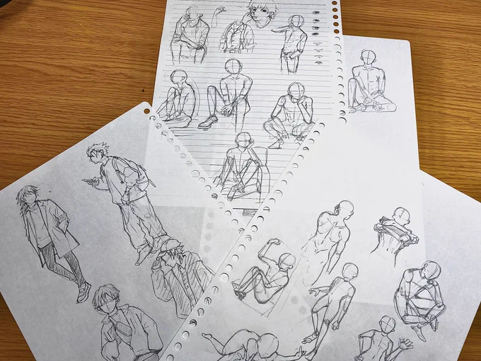 ちゃんと練習してこなかったからまじで体の構図描くの下手くそすぎて、全然描きたいもの描けないから、たくさん練習してる…? 