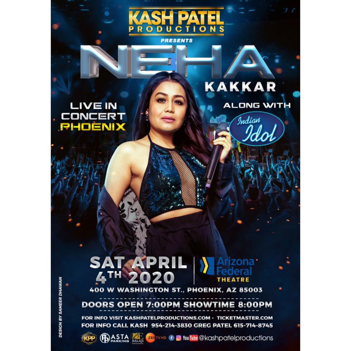 #NehaKakkar is coming to steal the show with her high-on-energy Bollywood numbers #Phoenix !!🎸🎶😍😍 Presented to you by Kash Patel Productions.❤️❤️
#KashPatelProductions #KashPatel #LiveConcert #LiveMusic #KansasCity #IndianIdol #Arizona #ArizonaFederalTheatre #US #UnitedStates