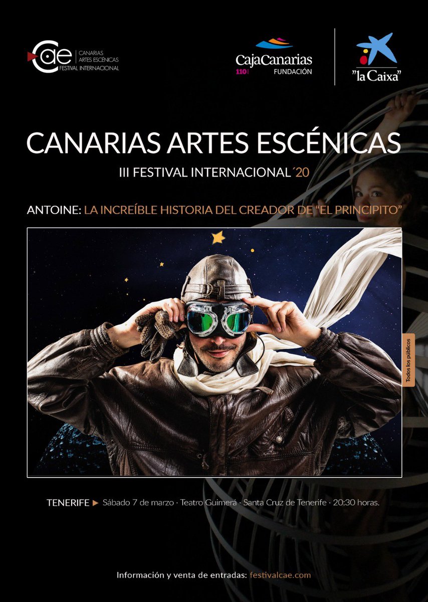 🎭 👑Esta obra es un teatro musical que cuenta la historia de Antoine de Saint-Exupéry, y en ella se narran los diferentes hitos vitales que inspiraron “El Principito”, el libro que le dio fama mundial, y el reflejo de su compleja humanidad. 🎟Entradas en festivalcae.com