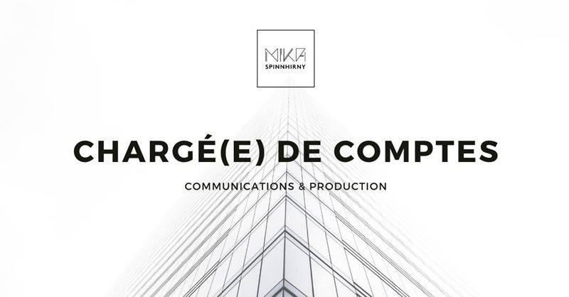 L'Agence Mickaël Spinnhirny est à la recherche d'un·e Chargé·e de comptes. ✨

Date limite: 28 février 2020. ⏱

Plus de détails en cliquant ici: 
bit.ly/325CsPS