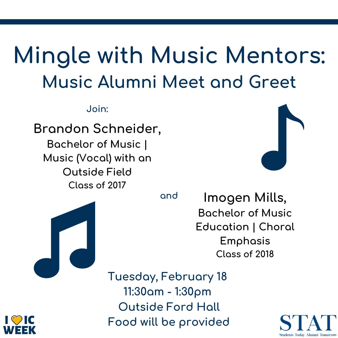 IthacaSTAT's tweet image. Hang out with School of Music alumni Brandon and Imogen this afternoon! #ILoveICWeek
