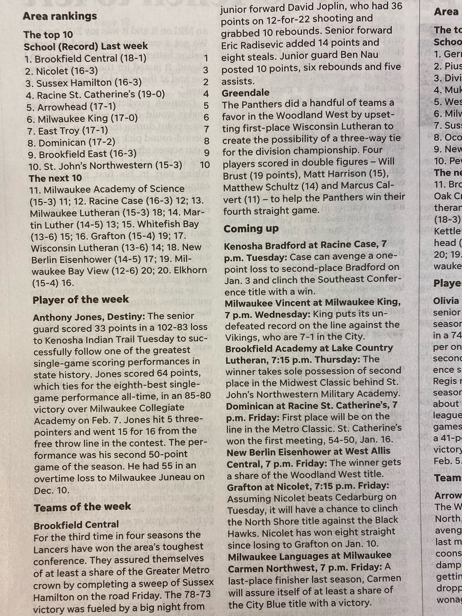 GreendaleHoops's tweet photo. #Panthers cap off a big week with Team of the Week honors. #Panthers look to keep it rolling this Friday when we host Pewaukee #PantherNation #wisbb @GreendaleLearns @JeradGalanteAD @marcusCcalvert @willbrust16 @MarkStewartMJS https://t.co/z1ZWuguEKE