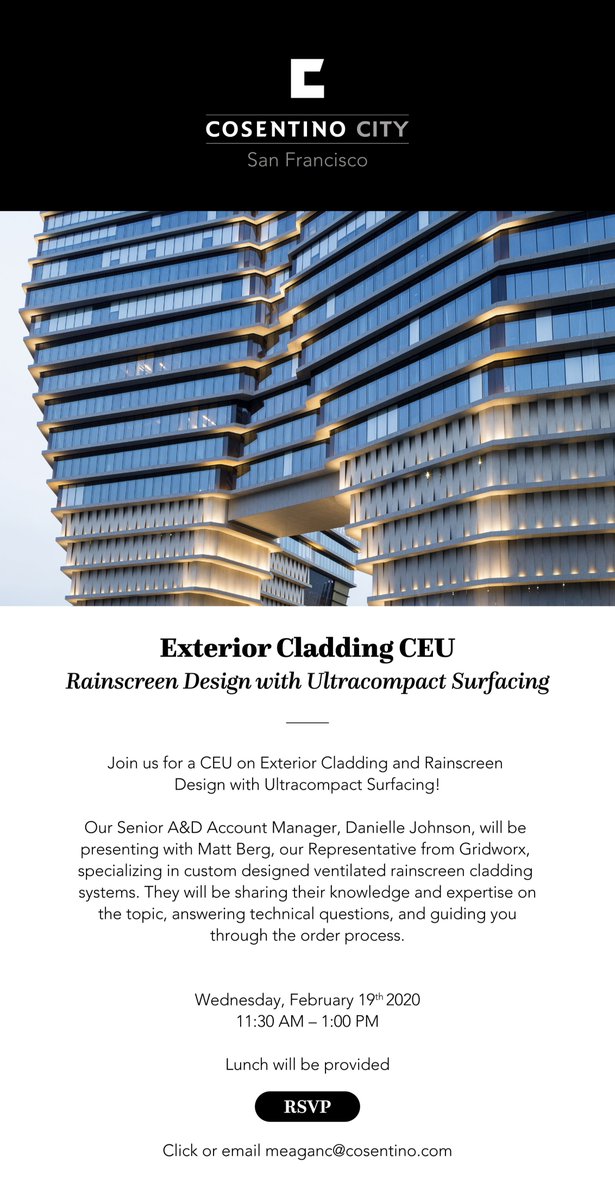 ASID_CANorth's tweet photo. Join us for tomorrow's CEU event "Exterior Cladding and Rainscreen Design with Ultracompact Surfacing"
RSVP today https://t.co/3J50wb6DaF https://t.co/lf98S4ncce
