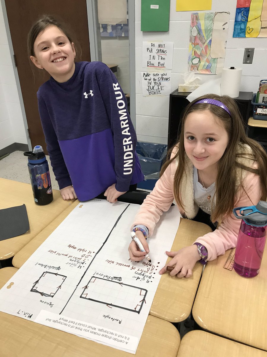 MrsBrule's tweet photo. Students are hard at work brainstorming... “A certain shape makes you think of a rectangle, but it’s not a rectangle. What could it be?” 🤔 https://t.co/SqZBX5qn8h