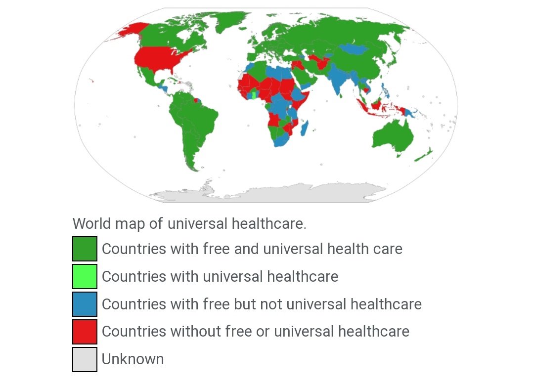 Countries with free Healthcare