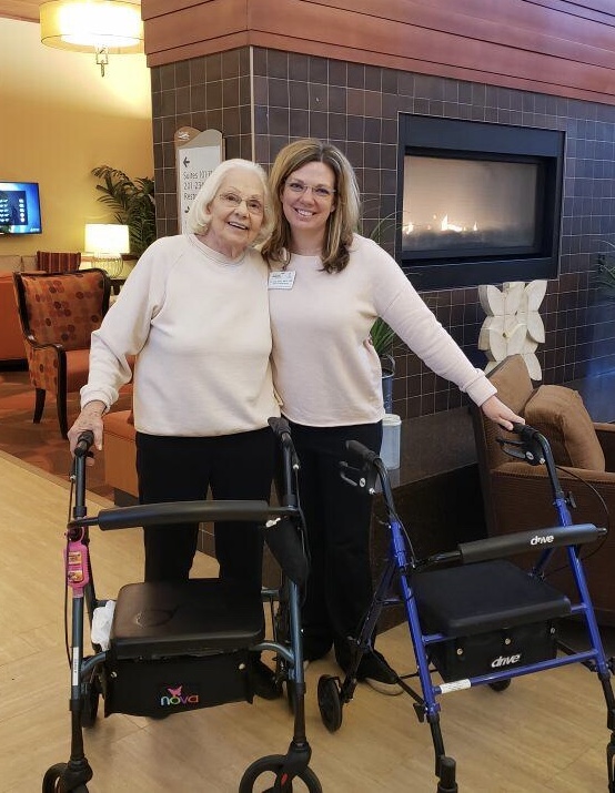 WellbrookeK's tweet photo. We’re seeing double!  Barb P. &amp; Lee Ann G. are celebrating twin day as a part of spirit week!  #gptw #trilogyliving https://t.co/ZGI4t0pQio