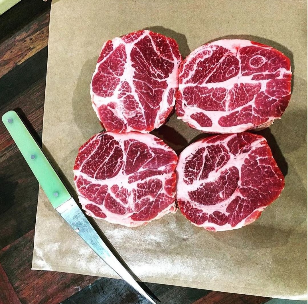 LlanoSeco's tweet photo. #LlanoSeco #Pork Coppa Steaks 😍 found at Electric City Butcher @EcoButcher. If you're in #Socal be sure to stop by! https://t.co/o8SKLAZK4j