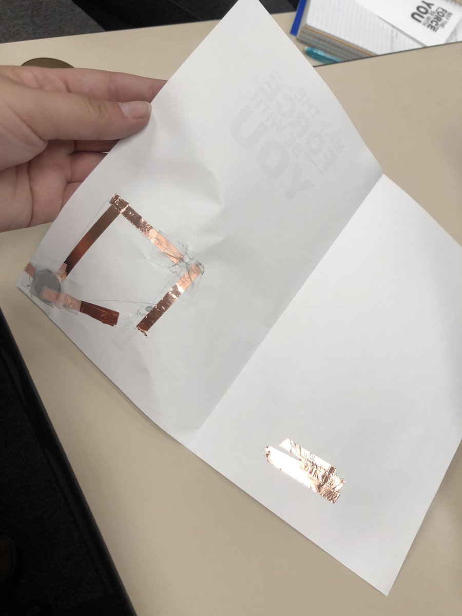 graceapost's tweet photo. Creating Cricut lights today in class! We have a power source, conductive metals, and an LED light. Can’t wait to see how the kiddos do today when we teach them how to do this! 💡⚡️ #educ422sp2020 #maytheforcebewithyou https://t.co/EBrxtFX9BT