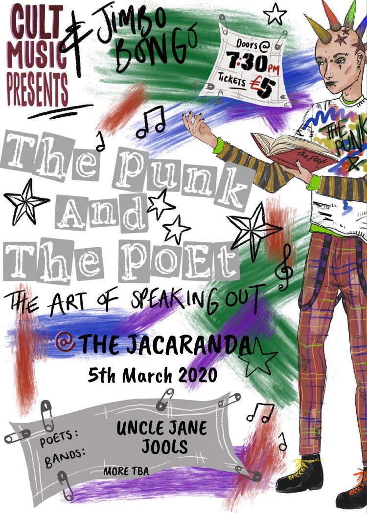 uncle_jane's tweet photo. March is shaping up to be a busy one, on the 12th we host our friends @FT_Sweaty_Palms and @iamBeijaFlo at Q U A RR Y on Love Lane. But first, we headline a punk poetry night at the Jac courtesy of @cultnetmusic on the 5th. X https://t.co/qheA8lqzi1