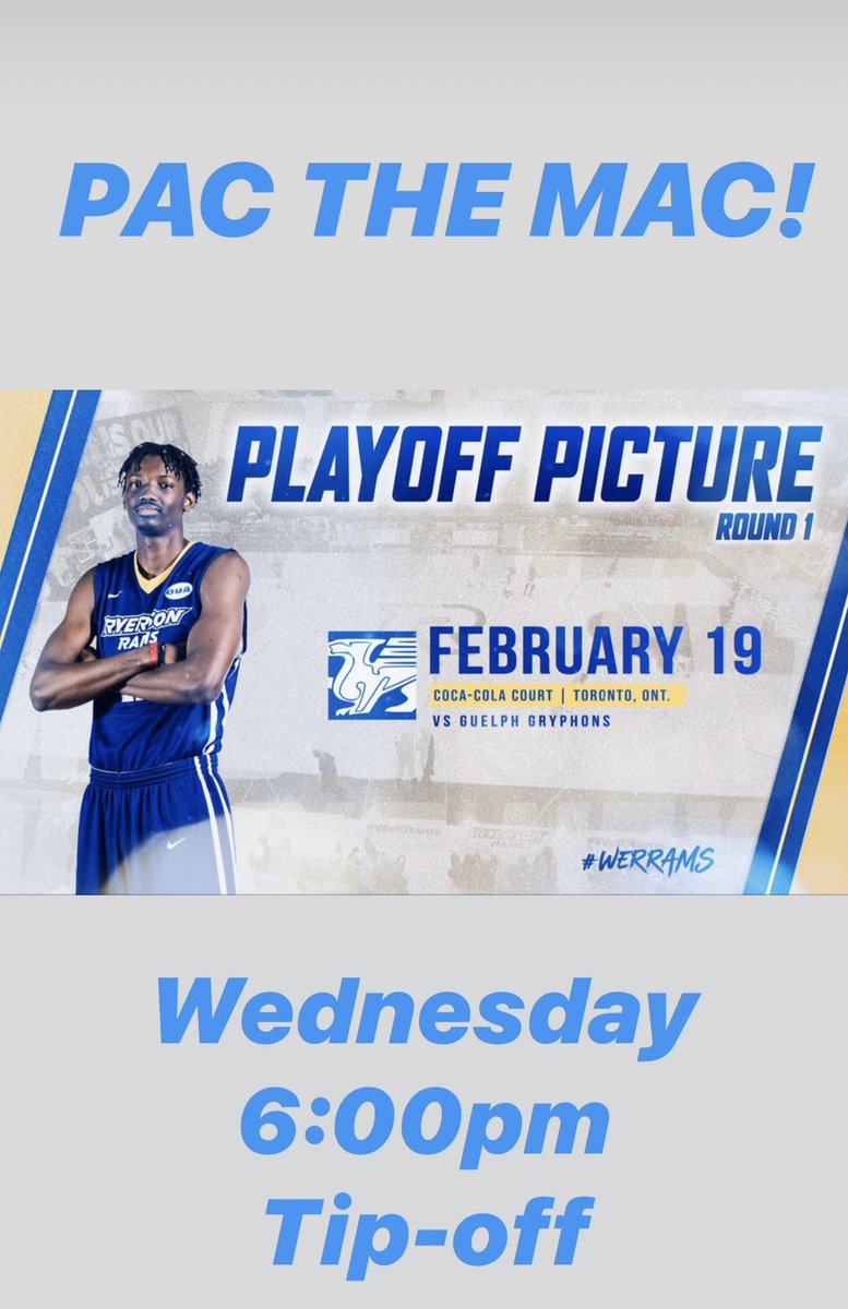 Playoff mode! 
Game 1: 
Wednesday February 19, 2020 
@ 6:00pm