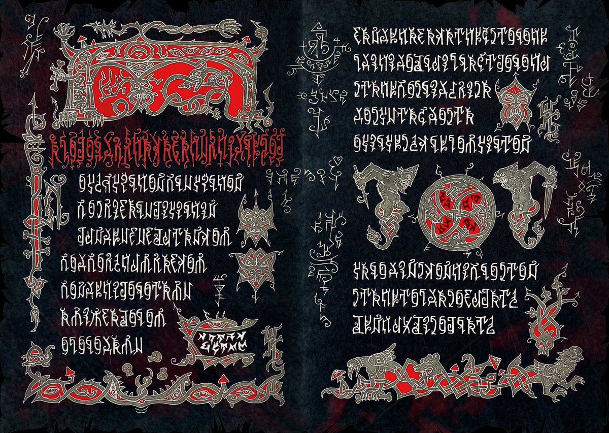 CossackFABLE's tweet photo. #BlackBook #warlock #BookOfShadows #Чернокнижник
#ЧёрнаяКнига
Four leaves from the Black Book (warlock's Book of Shadows) with an alliterative witchcraft charm. Author: Igor Krotov. https://t.co/TTjNr6CvA6