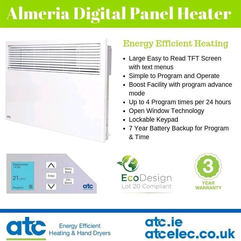 ATC_Electrical's tweet photo. The ATC Almeria Digital Panel Heater is a popular option  easy to install and operate you can have up to 4 programme changes in 24 hours. More at https://t.co/kDf4G9rGGe or https://t.co/127Yd4nl72 or your local ATC stockist.
#atcenergy #heating #heatingsolutions #panelheaters https://t.co/ylJZoQsZW5