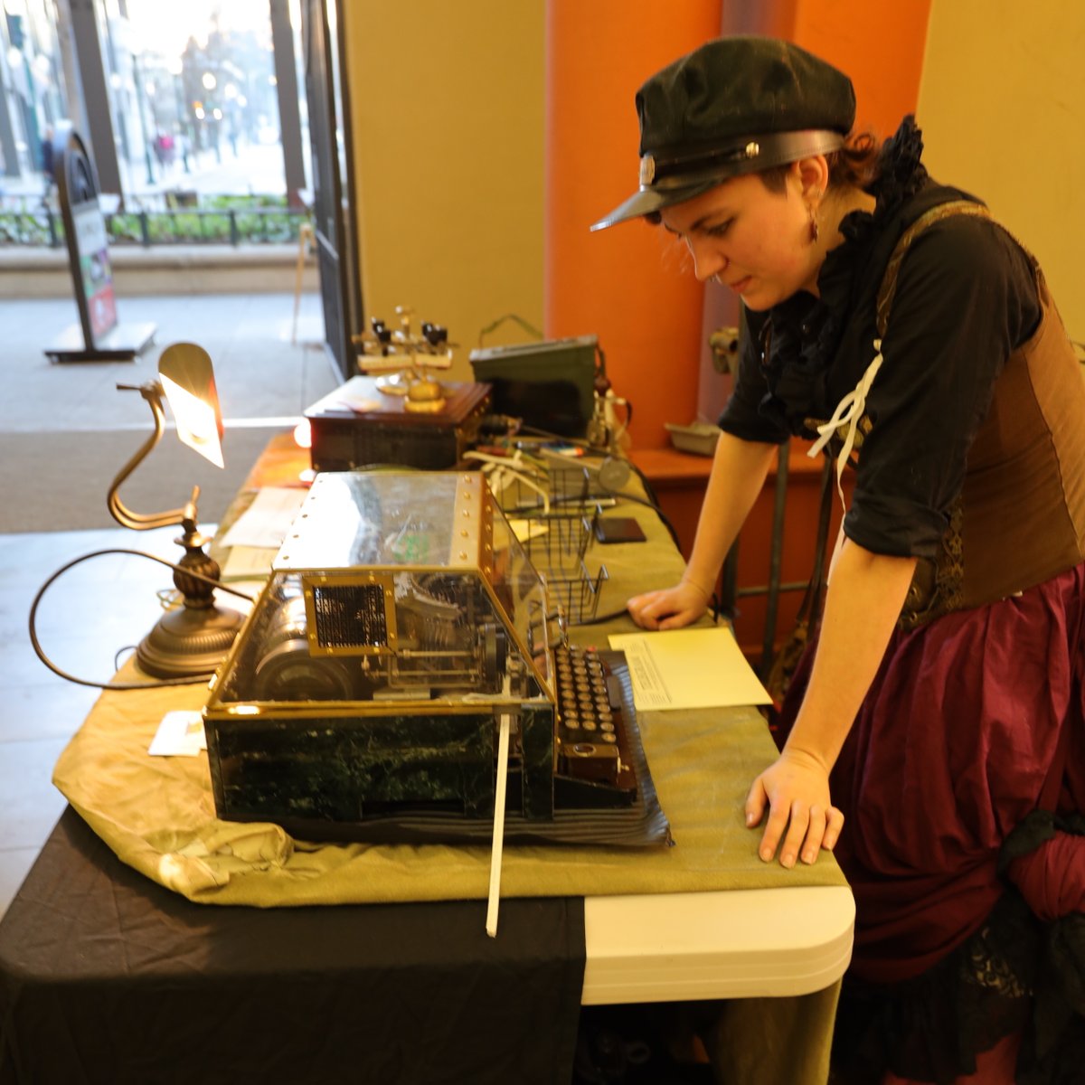 auriferra's tweet photo. Incoming tranmission! The Company is pleased to announce the opening of an Aetheric Telegraph Outpost at the @wildwildwestcon! Attendees will have access to those scientific wonders of communication that are Aetheric Telegrams. (Photo by Paul Kilzer) #auríferrarepublic #steampunk https://t.co/raYL1WRKdT