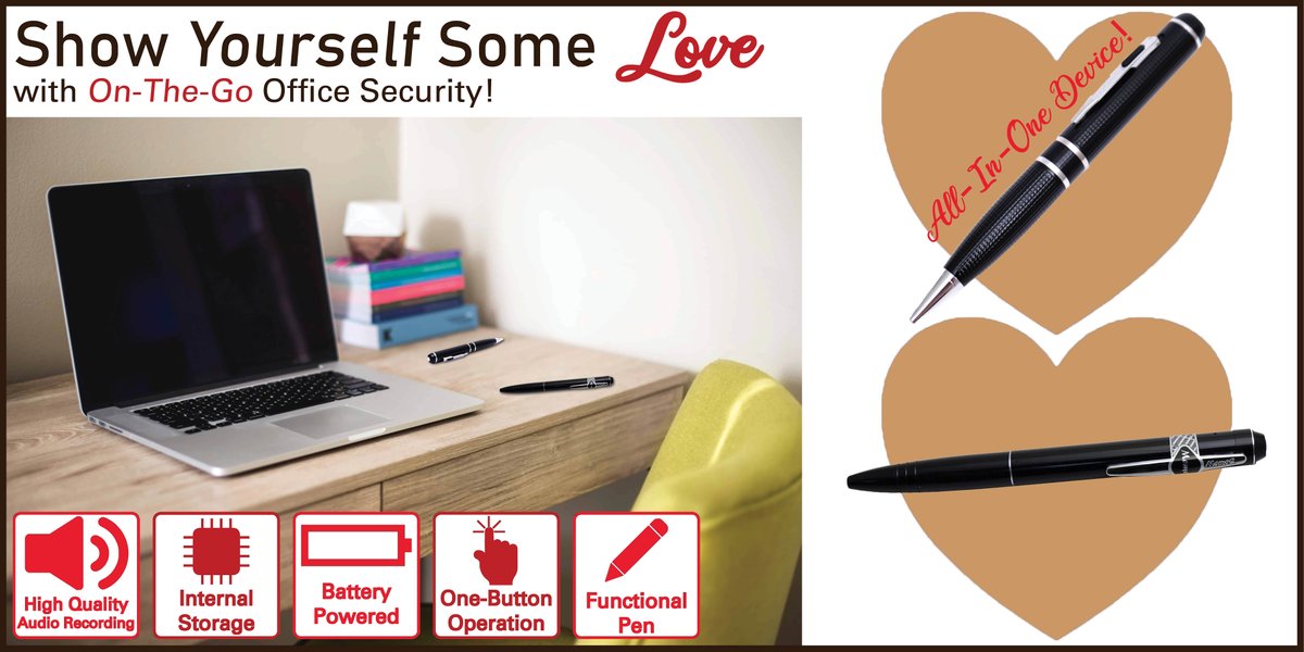 MariettaSpyShop's tweet image. Show yourself some love with #OnTheGoSecurity! These functional #pens have #AudioRecording with easy operation, battery power &amp;amp; internal storage. One even records 2K video &amp;amp; high quality pictures! Available at: 
All: ow.ly/gPtV50ymMy3
Audio: ow.ly/s4Hx50ymMy2