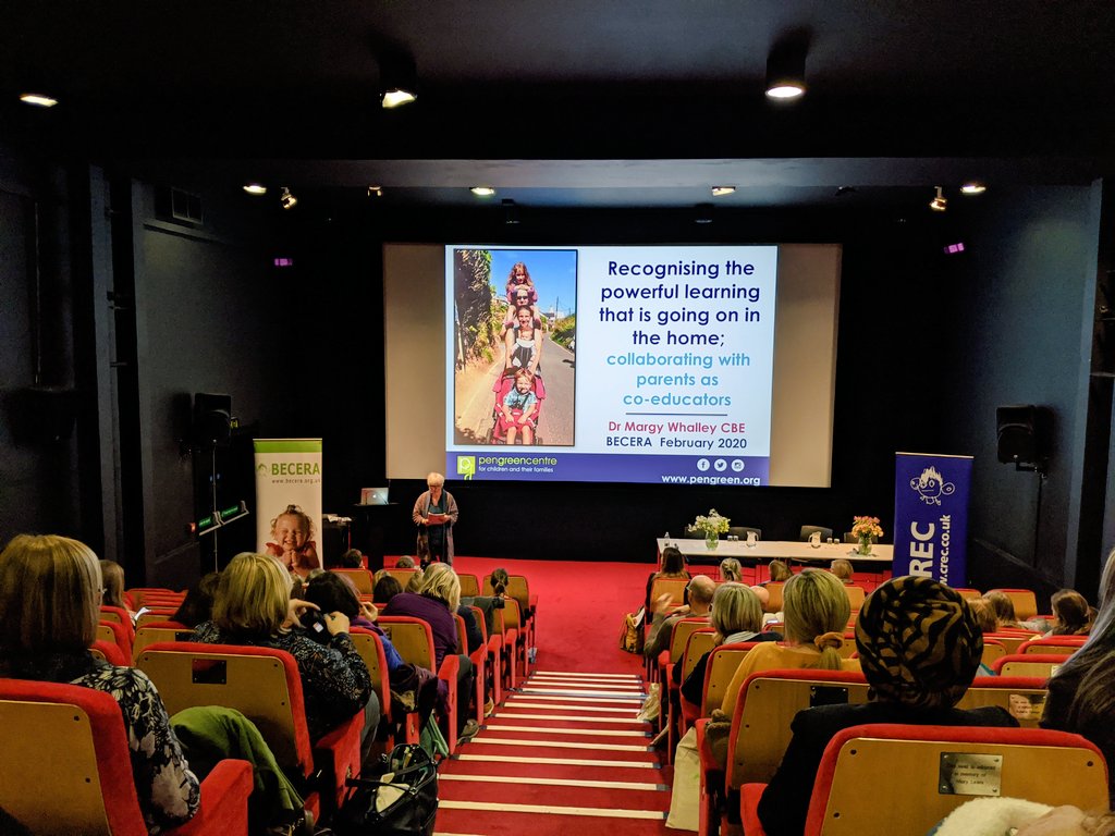 BECERAssoc's tweet photo. Second Keynote and final session of the day at #BECERA2020 with Dr Margy Whalley:

Recognising the powerful learning that is going on in the home; collaborating with parents as co-educators

#HomeLearningCultures https://t.co/MetRxPuwgB