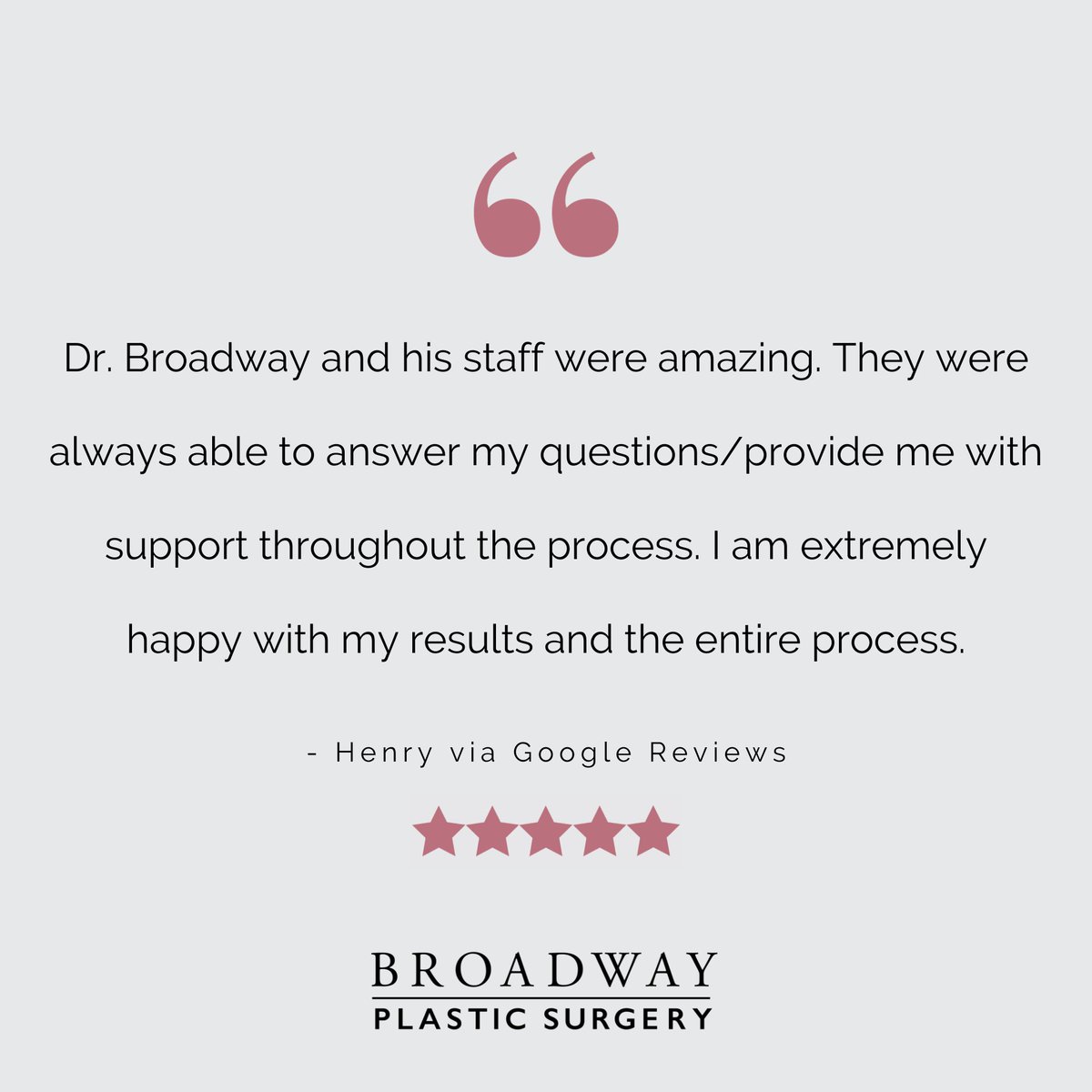 broadwayplastic's tweet photo. Here at Broadway Plastic Surgery, we're proud to support patients like Henry with the best possible treatments and experience. Your satisfaction is our mark of success. https://t.co/r22oKeA0wD