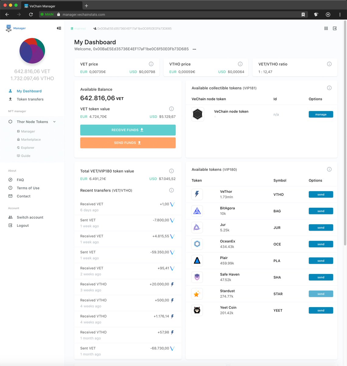 VeChainStats's tweet photo. Introducing: 'Manager' from @VeChainStats - Your Swiss Army knife for managing your #VeChain assets and node tokens. See https://t.co/xNJsxmyoqu https://t.co/0dD0V0oX7e