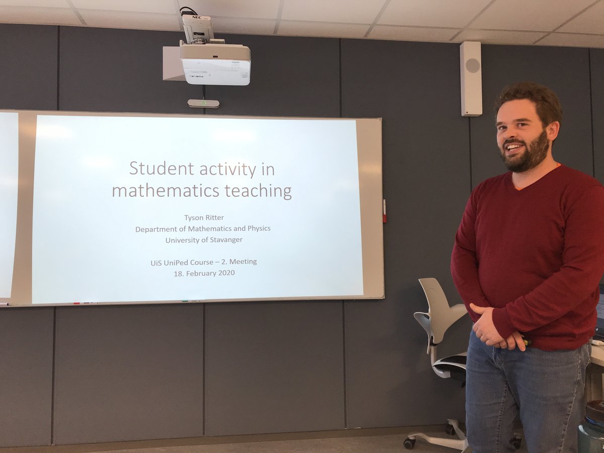 UiSIMF's tweet photo. Our #maths colleague @Tyson_Ritter gave a talk at the @UniStavanger #pedagogy skill development course #UniPed on improving #student #engagement in his class: 1. student group exercises on whiteboards 2. computer based #assessments with #STACK framework - https://t.co/1p7wExb1nD https://t.co/6PVKb3qceU