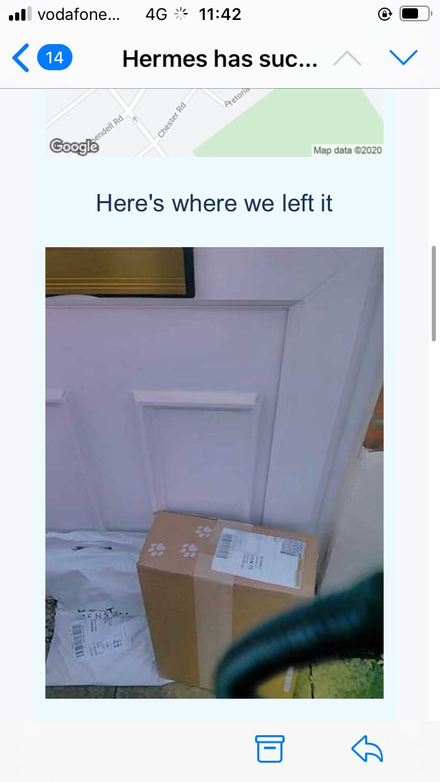 NatalieLightman's tweet photo. @Hermesparcels I feel the need to inform you that neither left openly in front of my door, nor in my bin, are appropriate locations for my parcels. I am so unimpressed with this poor, risky, and inconsiderate service. Do you do any kind of risk assessment? Best, Natalie. https://t.co/SSpuHCqlTN