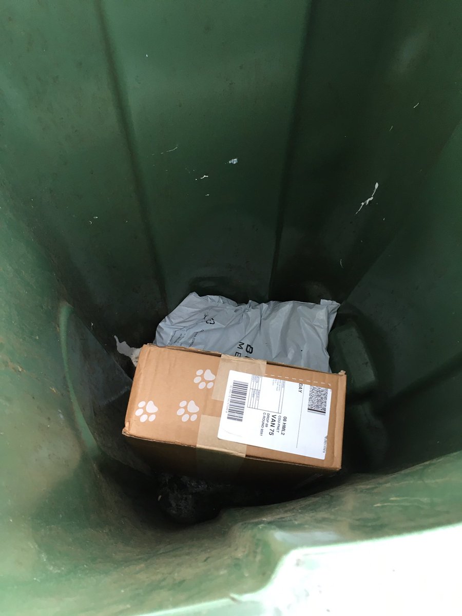 NatalieLightman's tweet photo. @Hermesparcels I feel the need to inform you that neither left openly in front of my door, nor in my bin, are appropriate locations for my parcels. I am so unimpressed with this poor, risky, and inconsiderate service. Do you do any kind of risk assessment? Best, Natalie. https://t.co/SSpuHCqlTN