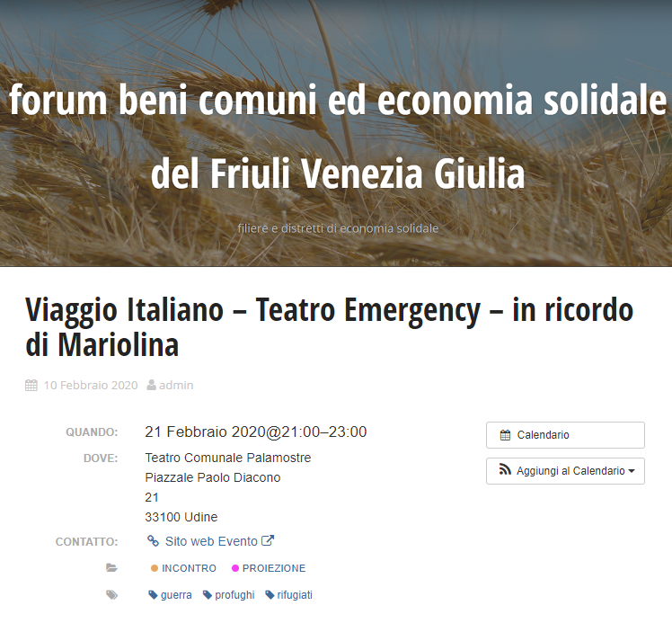 gitudine's tweet image. "Viaggio Italiano" tra gli eventi in agenda del Forum Beni comuni ed Economia solidale F.V.G.
forumbenicomunifvg.org/evento/viaggio…