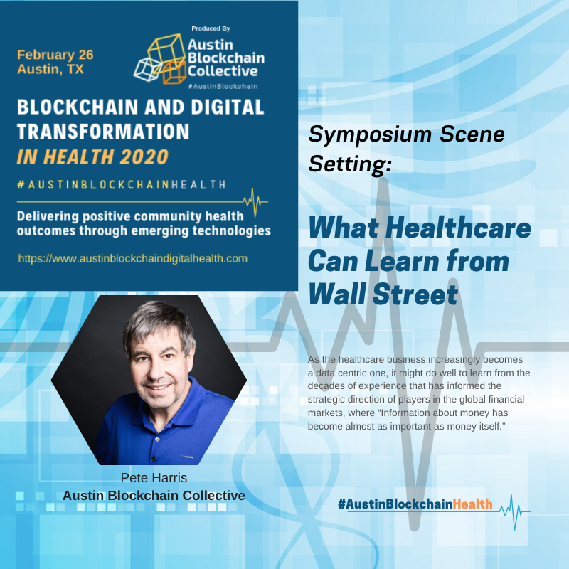 Blockchain4Wall's tweet photo. 8 Days until the #Blockchain and #DigitalTransformation in Health 2020! Are you registered? https://t.co/Fpr2aoVgEn

Join #HealthIT peers for @atxblockcollect's Mr. Pete Harris' scene setting thought leadership titled “What #Healthcare Can Learn from Wall Street.” 
#digitalhealth https://t.co/kZEjdVRhsc