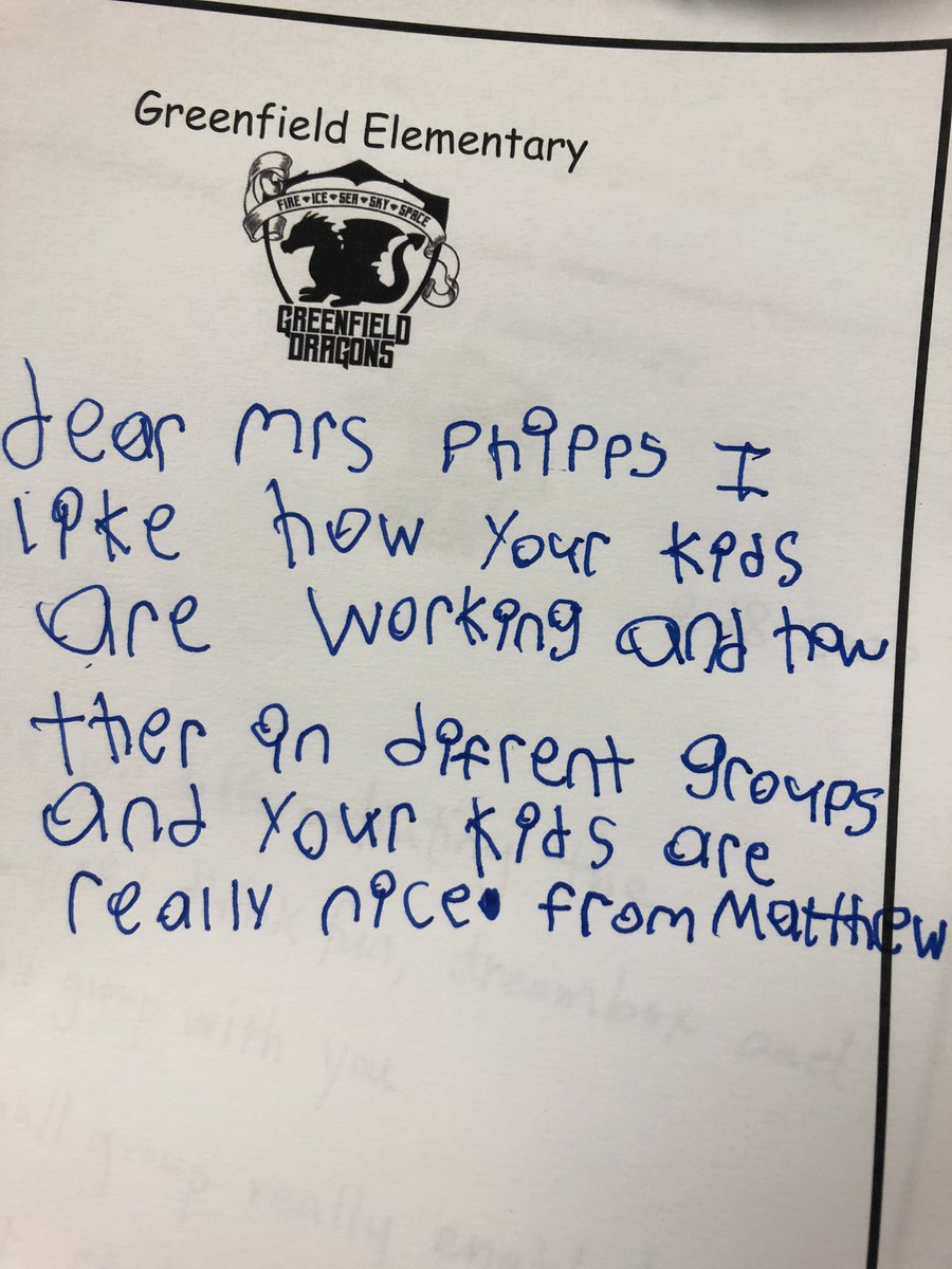 phipps5th's tweet photo. Matthew is our principal for half a day. He came and visited my math class. This is honestly the best note I have ever gotten! @GRESDragons @MelissaTReams #bestnote https://t.co/PnKCAjvE2F