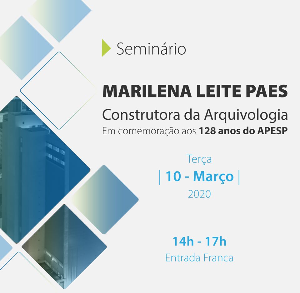 arquivoestadosp's tweet photo. O #APESP realiza no próximo dia 10 de março, terça-feira, o #seminário 'Marilena Leite Paes: construtora da Arquivologia', em comemoração aos #128anos da instituição. 📅 O evento tem entrada gratuita. Divulgaremos em breve o link para inscrições, fique de olho! 🧐👀 https://t.co/8FJcnKRlNB