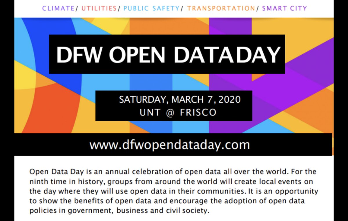 TechMillDenton's tweet image. Did you know that we&apos;re hosting an #OpenDataDay event this year? Join us on March 7th at UNT Frisco to pitch ideas and fix problems using civic data in North Texas! Learn more and register at buff.ly/2t7faZ6. #opendata #civictech buff.ly/2t7faZ6