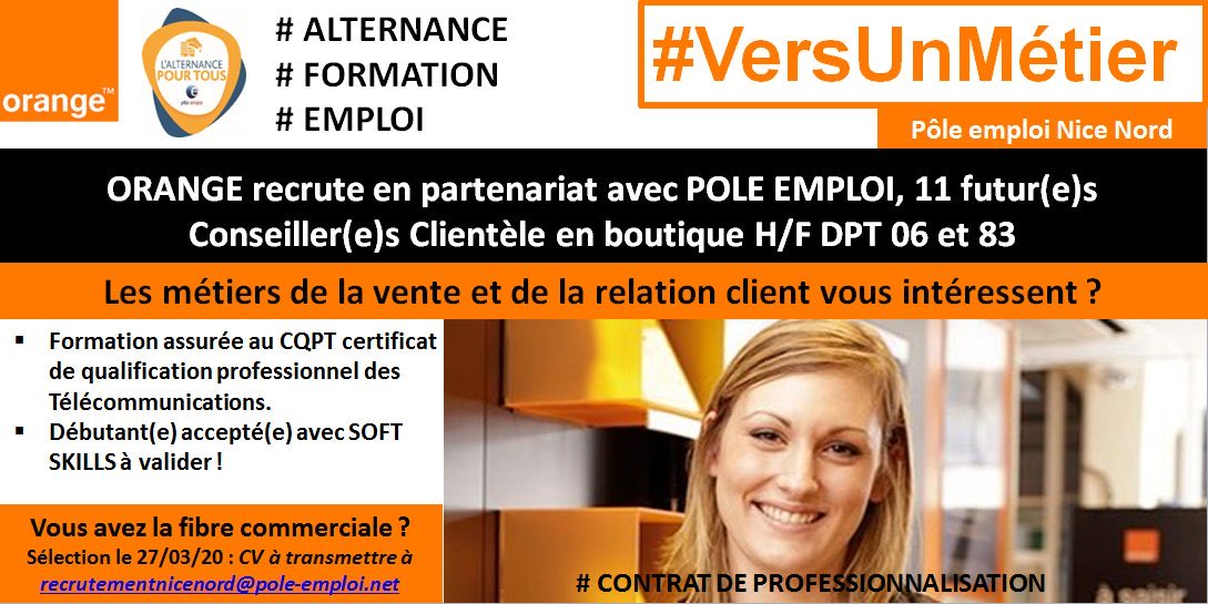 #alerte #jobs  #alternance 11 postes ventes #fibre  @AlpesMaritimes @departementvar  @OrangePACA avec @poleemploi_06  
Cc
@uca_education @jcboisse  @TelecomValley @FrenchTechCdA