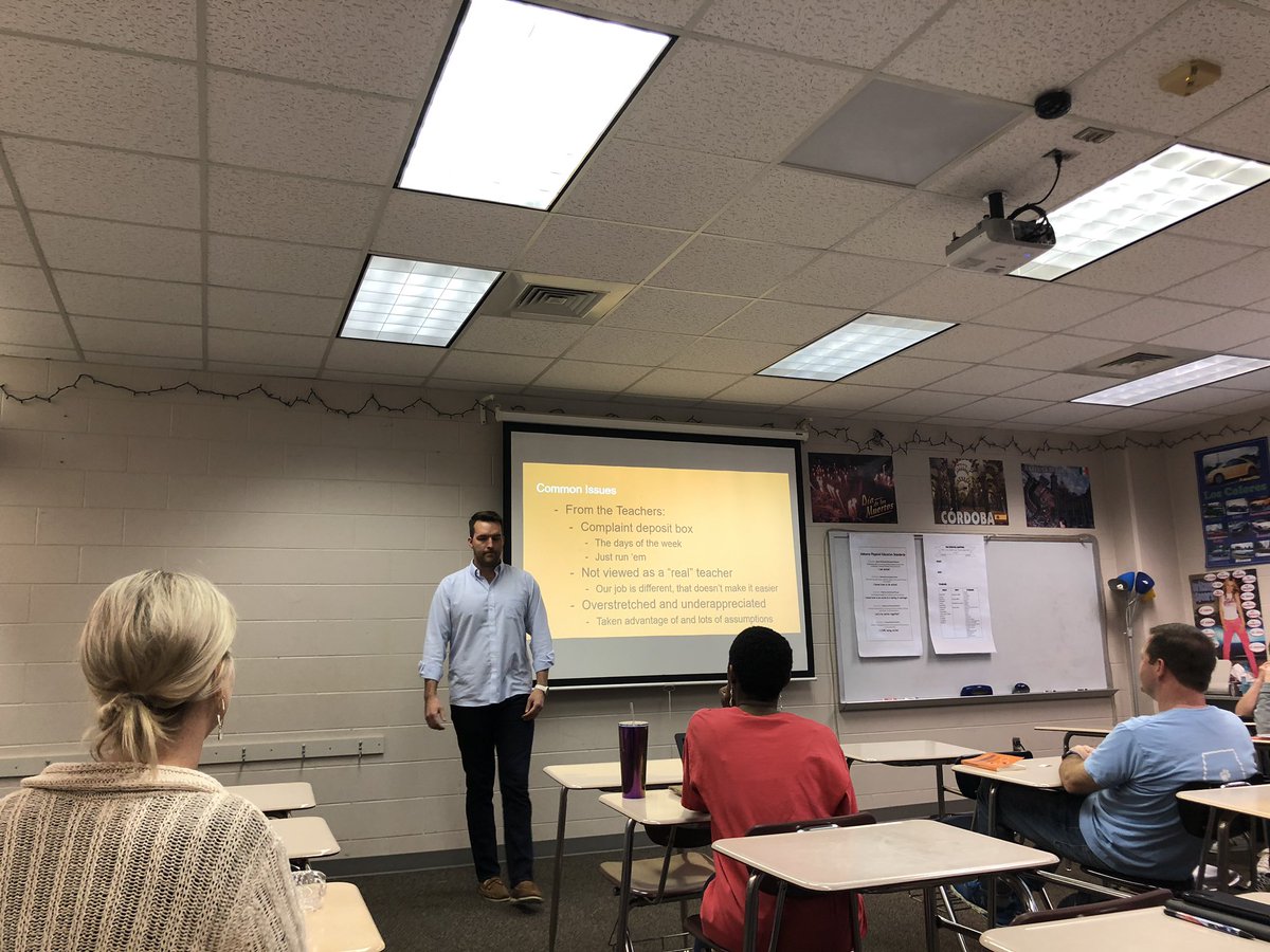 BridgeRayfield's tweet photo. Keith Brown (South Shades Crest PE) representing HOOVER City schools and encouraging all teachers to set high expectations, build trust, share joy, be consistent, and love your life’s work! #HCSLTI https://t.co/Q5M7XjDgVo