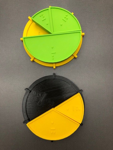Creating math supports for AEM: 3D printed braille fraction plates.