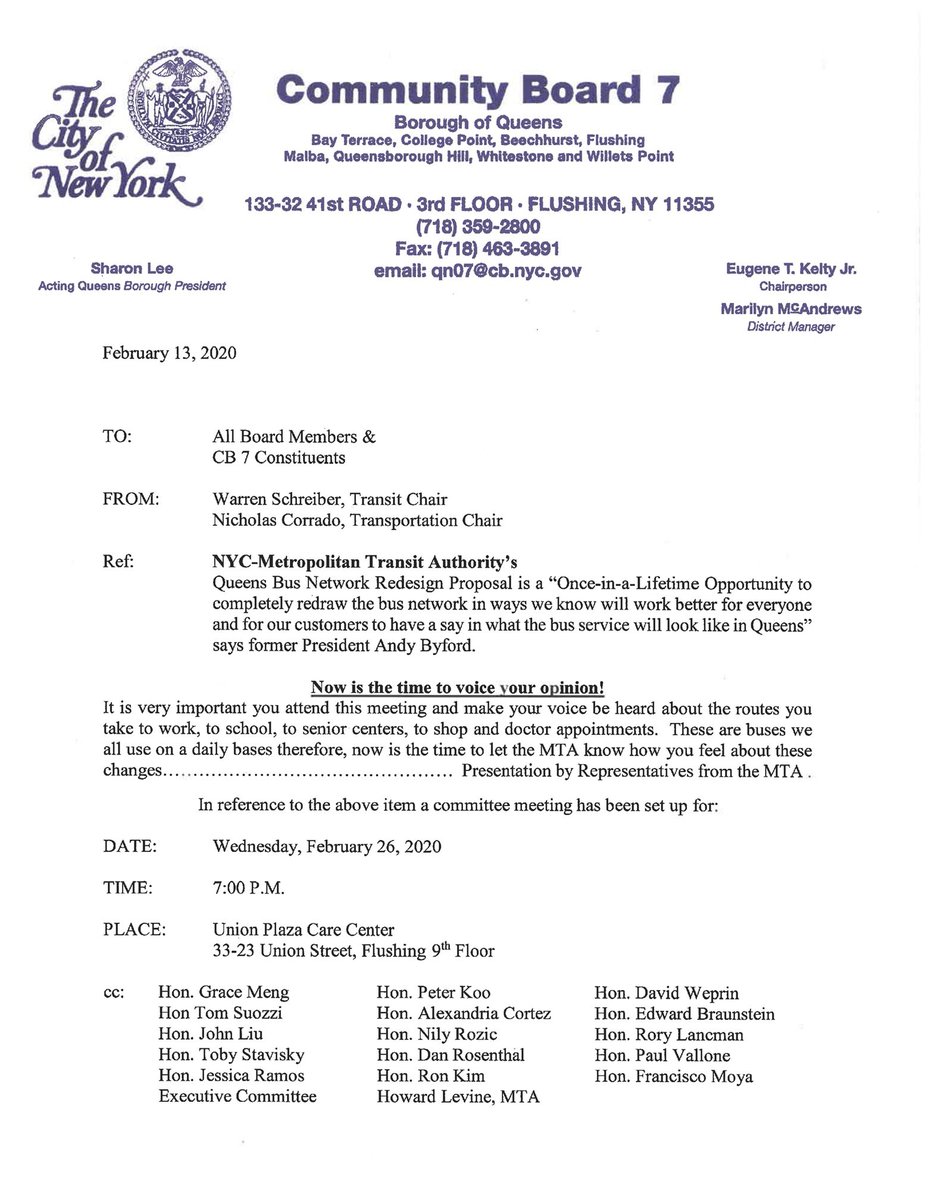 Warrennyc's tweet photo. It is very important that you attend this meeting and make your voice heard about the #bus routes you take to work, school, senior centers, shopping and medical appointments. #Queens #NYCTransit https://t.co/leTvl9dczP