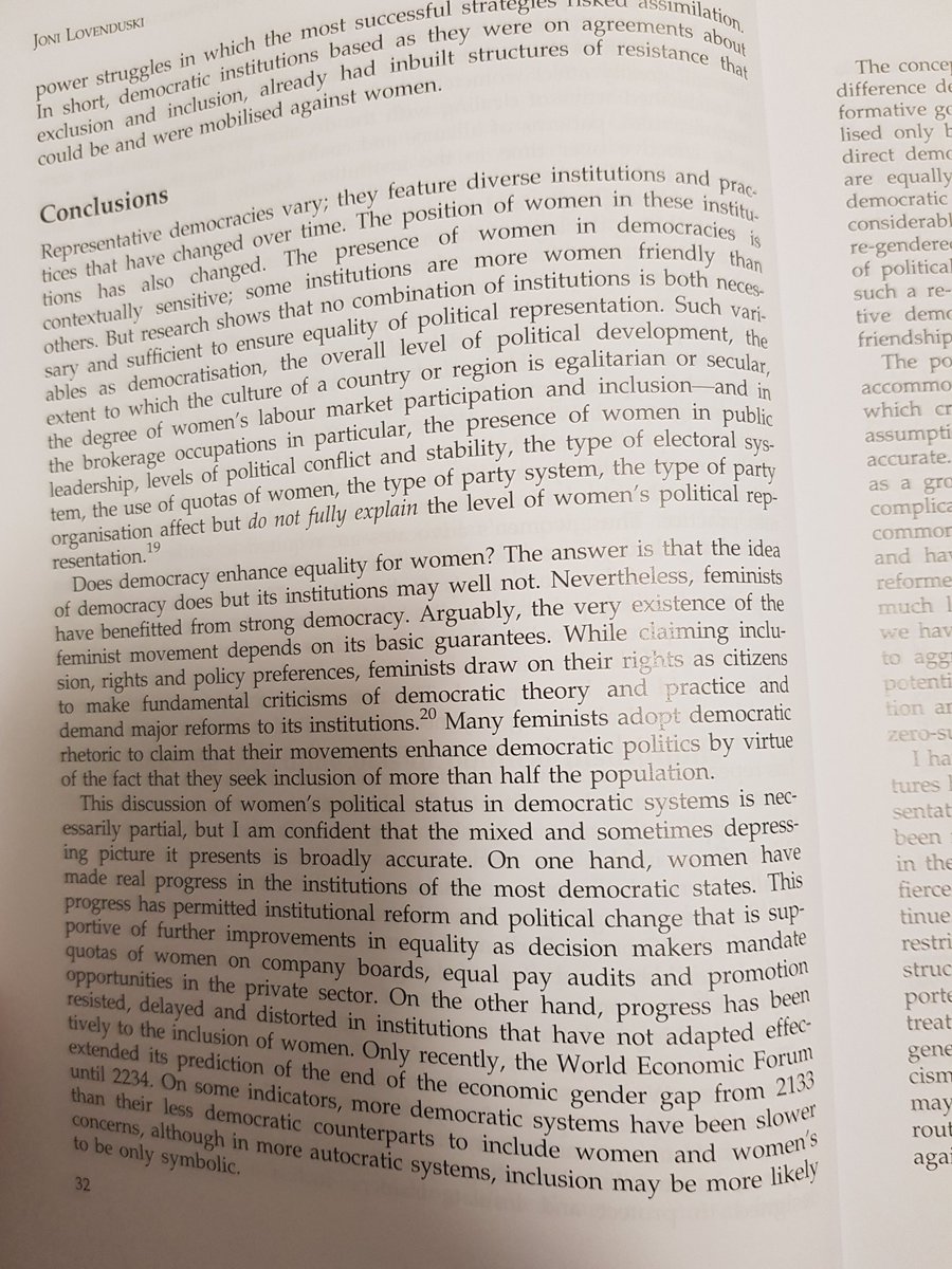 lorenavazcorrea's tweet photo. #NuevaLectura de @JoniLovenduski: "Can democracy be re-gendered or must be start all over again incorporating feminist theories of political transformation into a newly imagined political system?" 

#Feminism #SubstantiveRepresentation 
#WomensPolicyAgendas https://t.co/lL6Ugt8YTy