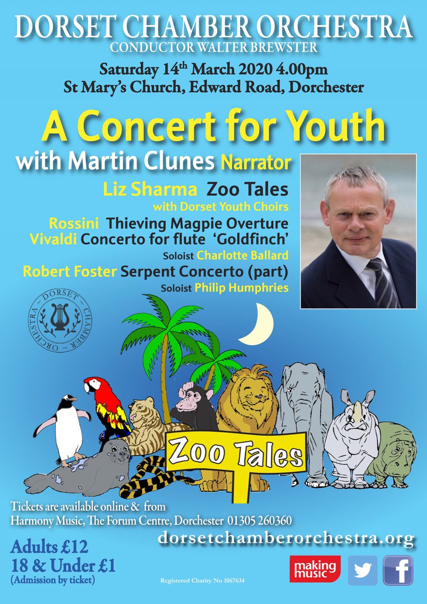 STOP PRESS!! Only a handful of tickets left for our Concert for Youth family event on Sat 14th March so book now to avoid disappointment via dorsetchamberorchestra.org #martinclunes <a href="/DorsetTic/">TICDorset</a> @DorchesterTIC <a href="/DorchesterArts/">Dorchester Arts</a>