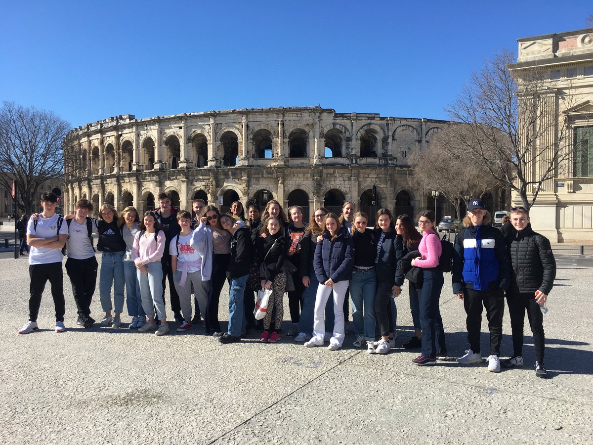 LWC_ParkHouse's tweet photo. Beautiful winter’s day in Nîmes. Rich in history  - the Classics department will be impressed with how much we learnt today in the best preserved amphitheatre in the world. #LWCmfl ⁦@LWC_MFL⁩  #LWCCuriosity https://t.co/NDReswWi1B