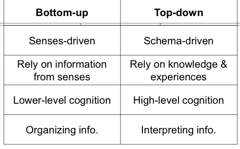 AP Psychology on Twitter: "Top-Down Processing - Information processing guided processes, constructs perceptions on our experience &amp; expectations. #APpsych / Twitter