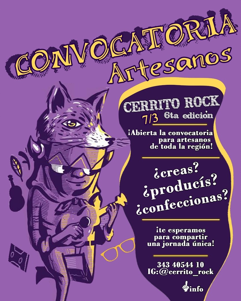 CerritoRock's tweet photo. Cómo en todos los cerrito rock hay espacio para las personas que quieren mostrar sus emprendimientos💪🖒💯 Solo tenes que comunicarte al numero 3434054410 o en nuestro instagram 📷 Cerrito_rock, son bienvenidos este 07/03 a la 6ta edición del #Cerritorock 🍺🍺👊💯 https://t.co/Dp7KlKM6tr