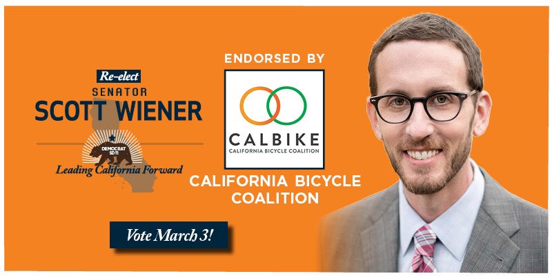 Thrilled to announce I’ve been endorsed by California Bicycle Coalition, based on my strong advocacy for better &amp; safer bike access.

Per <a href="/CalBike/">CalBike</a>: “A successful, &amp; cutting-edge Senator who authored SB 127, CalBike’s Complete Streets bill.”

We’ll keep fighting for safer streets!
