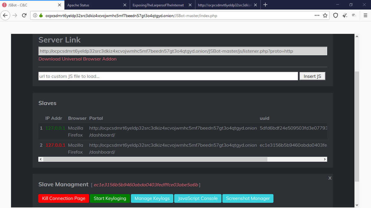 _gHOST3301_'s tweet photo. #UserWarning
There is code running on this server that will hook all browsers that connect to it. If you are just visiting you have nothing to worry about. We will not RAT your PC. But if you have ill intent. Well, you have been warned. Don't believe me? See pictures below 🕵️ https://t.co/i5P3oCC8k4