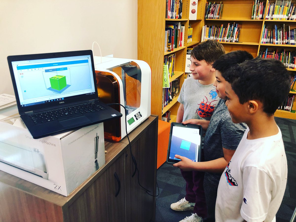 MBE_Seahawks's tweet photo. Several of our 4th and 5th grade students have competed designing various projects in 3D and are now at the printing stage. This “desk organizer” will take 13 hours to complete #HCSLibraryMedia https://t.co/OUT5bH5lQk