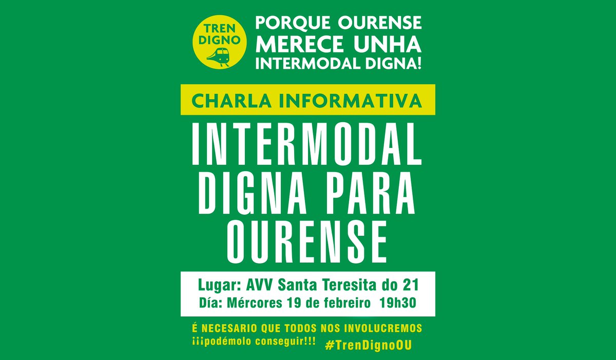 TrendignoOU's tweet photo. 👂 A Plataforma non parará de INFORMAR á veciñanza de #Ourense.
📐Porque só con información veraz podemos evitar que constrúan o xa coñecido como "pendello".
✅Este mércores 19 ás 19h30 na Avv Santa Teresita do 21
#TrenDignoOU #CharlaInformativa #Ourense #SantaTeresita #O21 https://t.co/1RBtrtMPYK