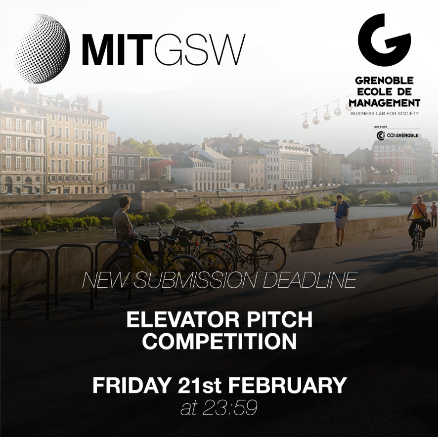 Grenoble_EM's tweet photo. [#MITGSW2020]
In order to accept applications in French, we have postponed the deadline for submissions to our Elevator Pitch Competition to February 21st!
➡️ Learn more and sign up here: https://t.co/tLT4Lv7mTi https://t.co/uoFpCMZuIV
