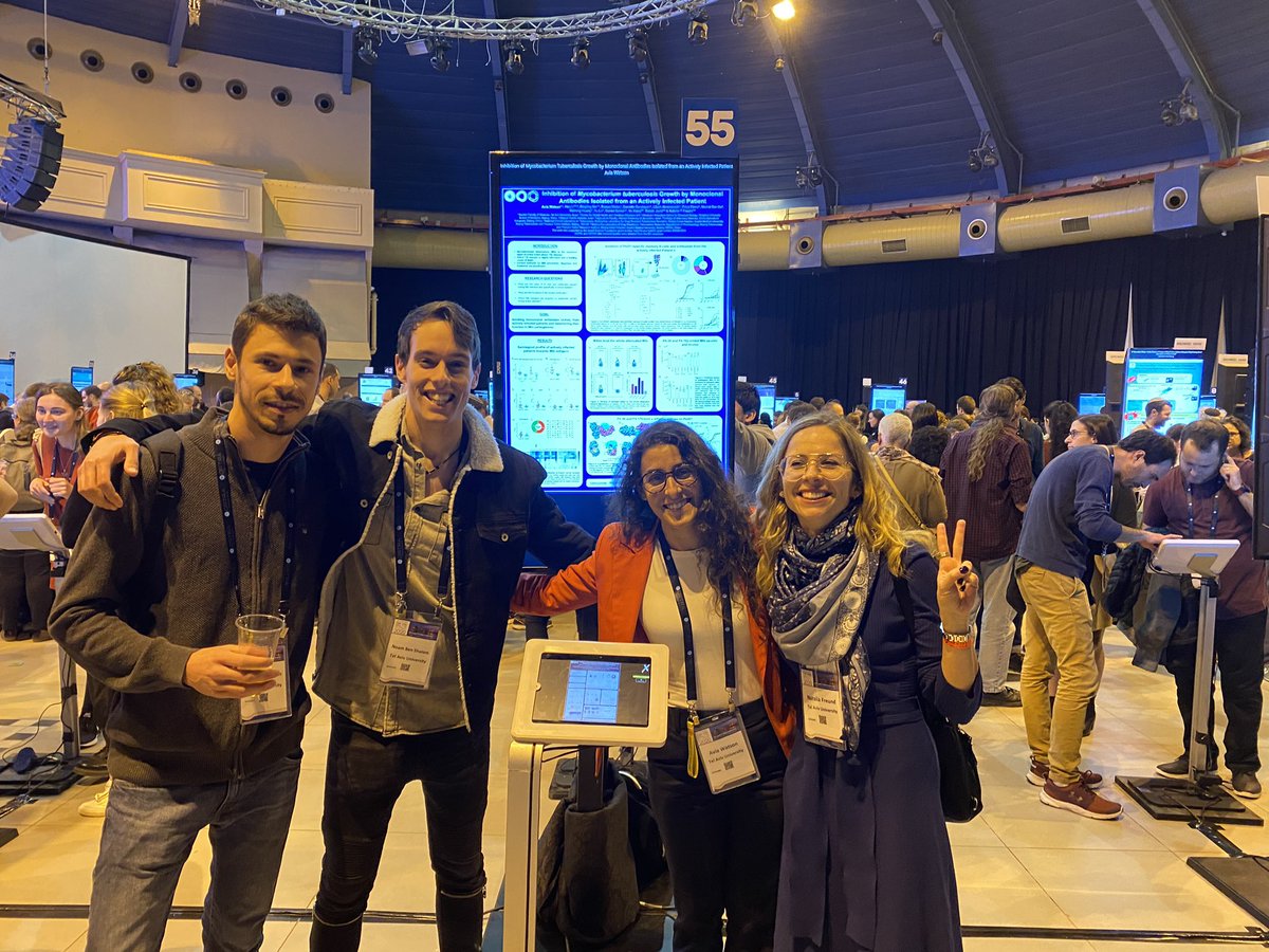 freund_lab's tweet photo. With my students and Avia presenting her poster about #tuberculosis #antibodies station 55 #ILANIT2020 #FISEB2020 https://t.co/igbC4QxqCM